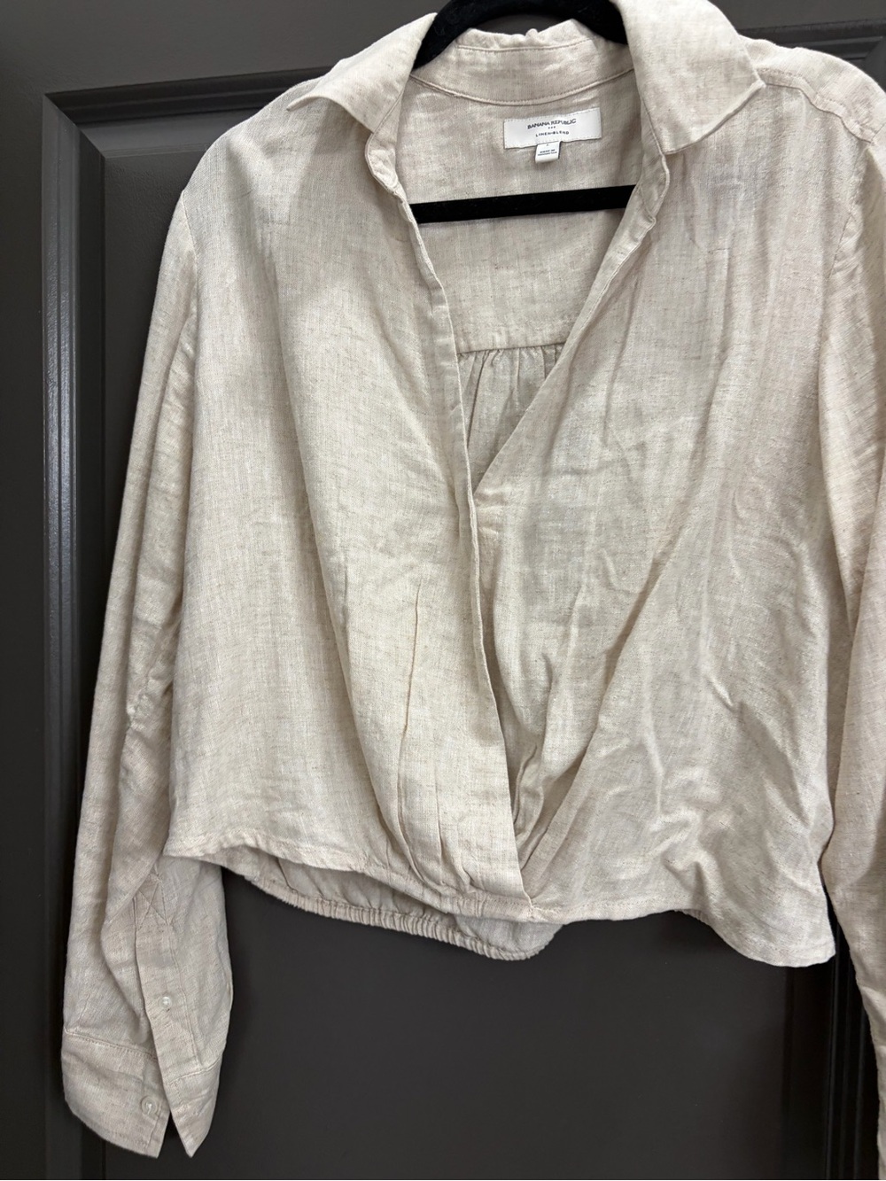 Banana Republic Natural Linen-Blend Button Down Top